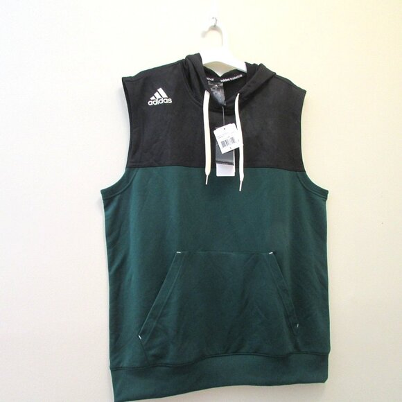 ADIDAS Basketball Sleeveless Hoodie Black and Green Size Large New NWT - Picture 1 of 7